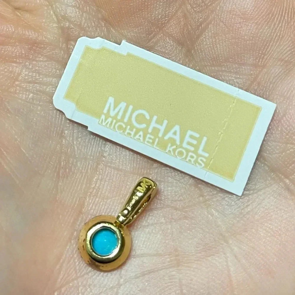 Michael Kors Semi-Precious Sterling Silver Charm - Gold/Turquoise, NWT - Picture 4 of 5